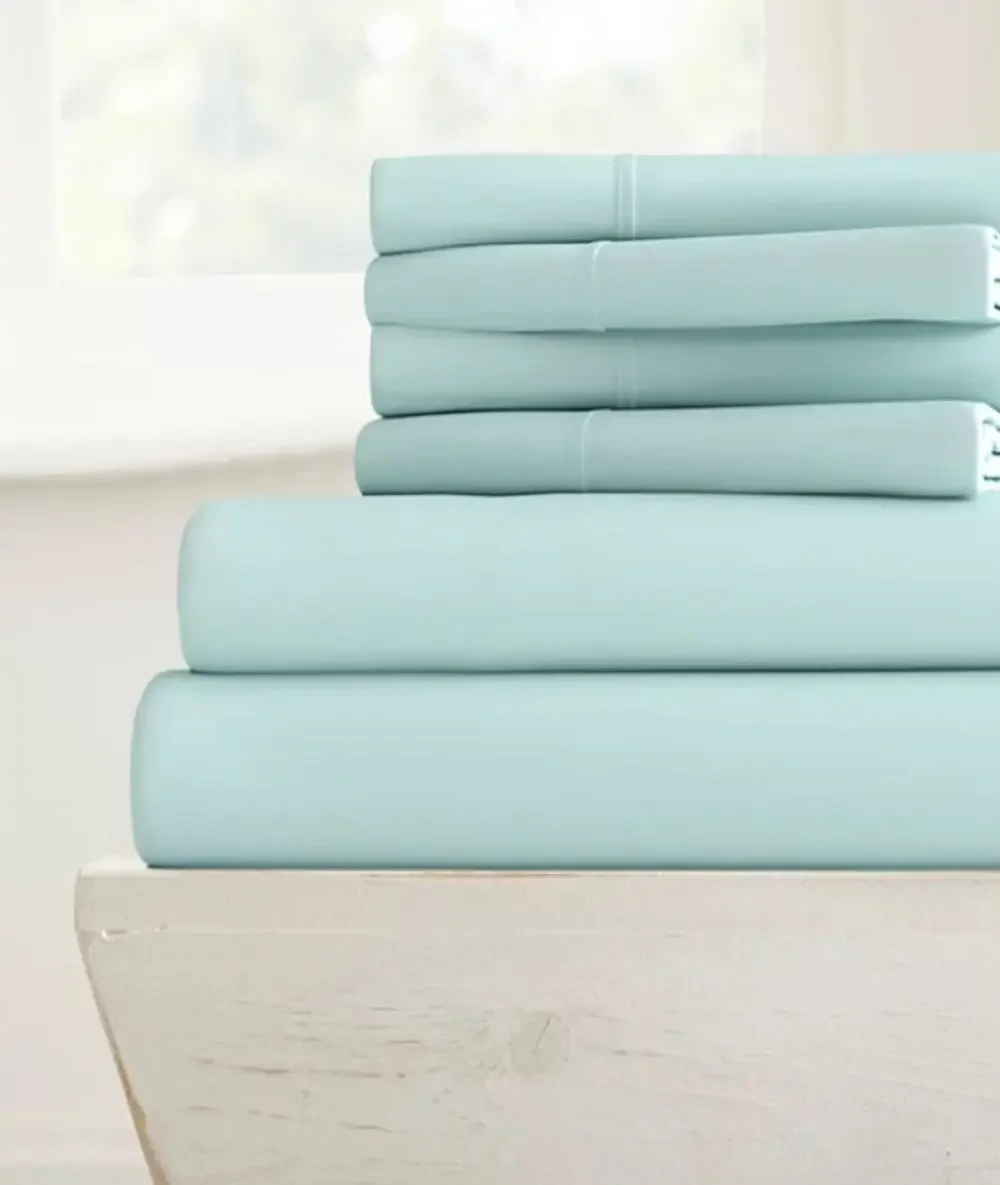 ienjoy Home Solids in Style 6-Pc. Sheet Set, Queen Color:Aqua